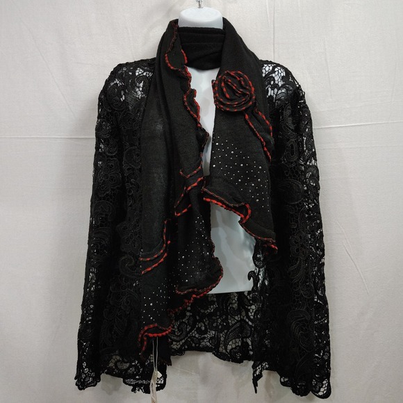 Pretty Angel Shawl Shoulder Neck Scarf Silk Blnd Floral Whimsigoth Witch Studded - Picture 2 of 8